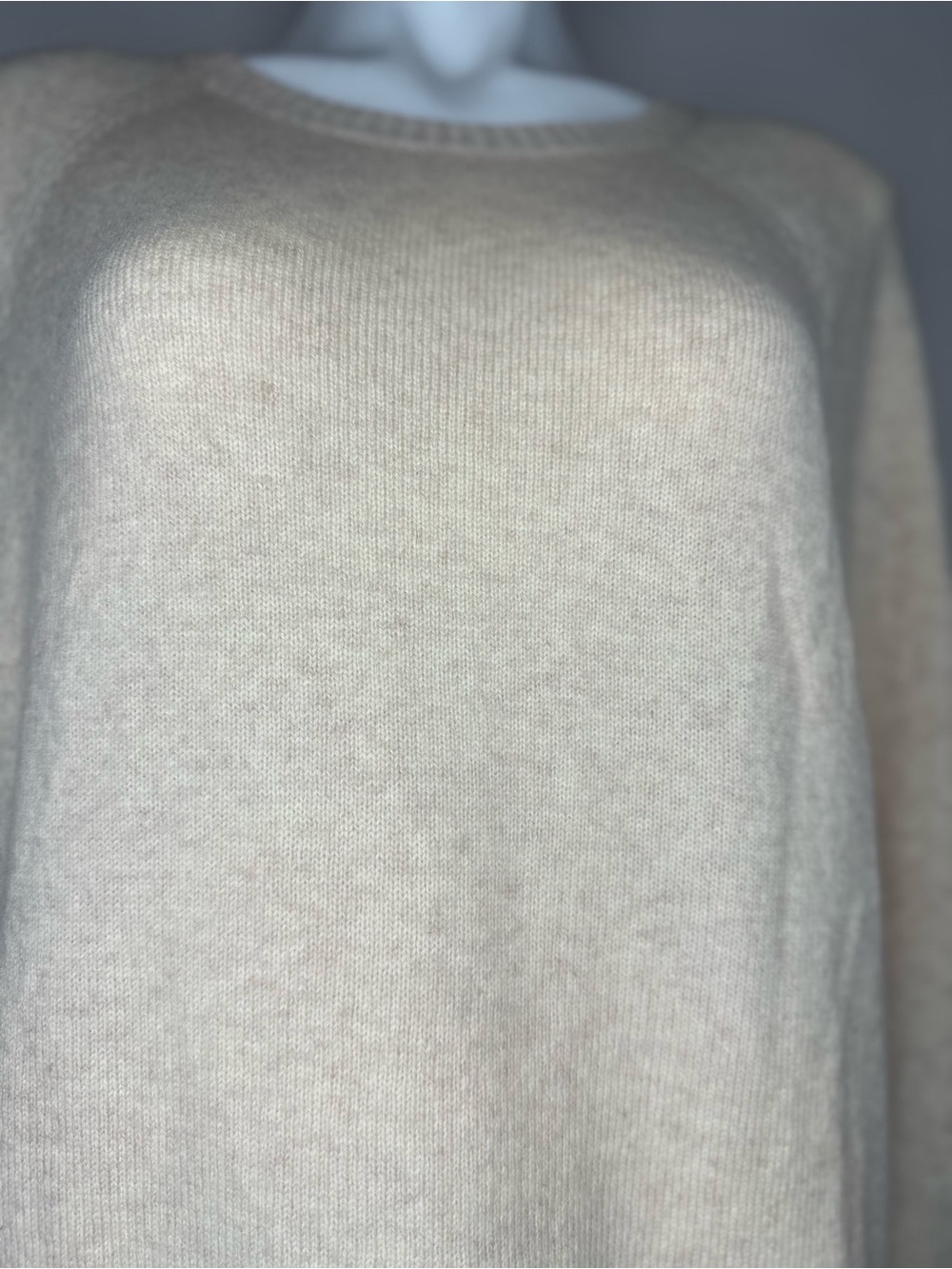 J. Crew Reimagined Lambswool Blend Soft Oatmeal Cream Crewneck Sweater Sz L - Picture 3 of 9
